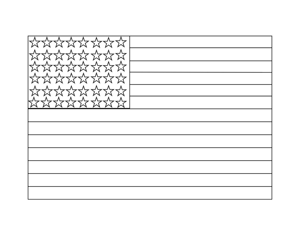 USA Flag Coloring Sheet - Free Printable - helloprintable.com