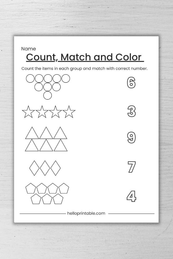 count and match worksheet 