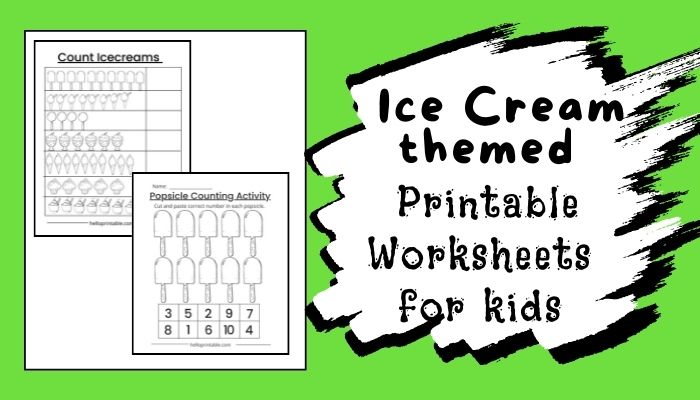 Icecream themed worksheet Printable Activity for kids