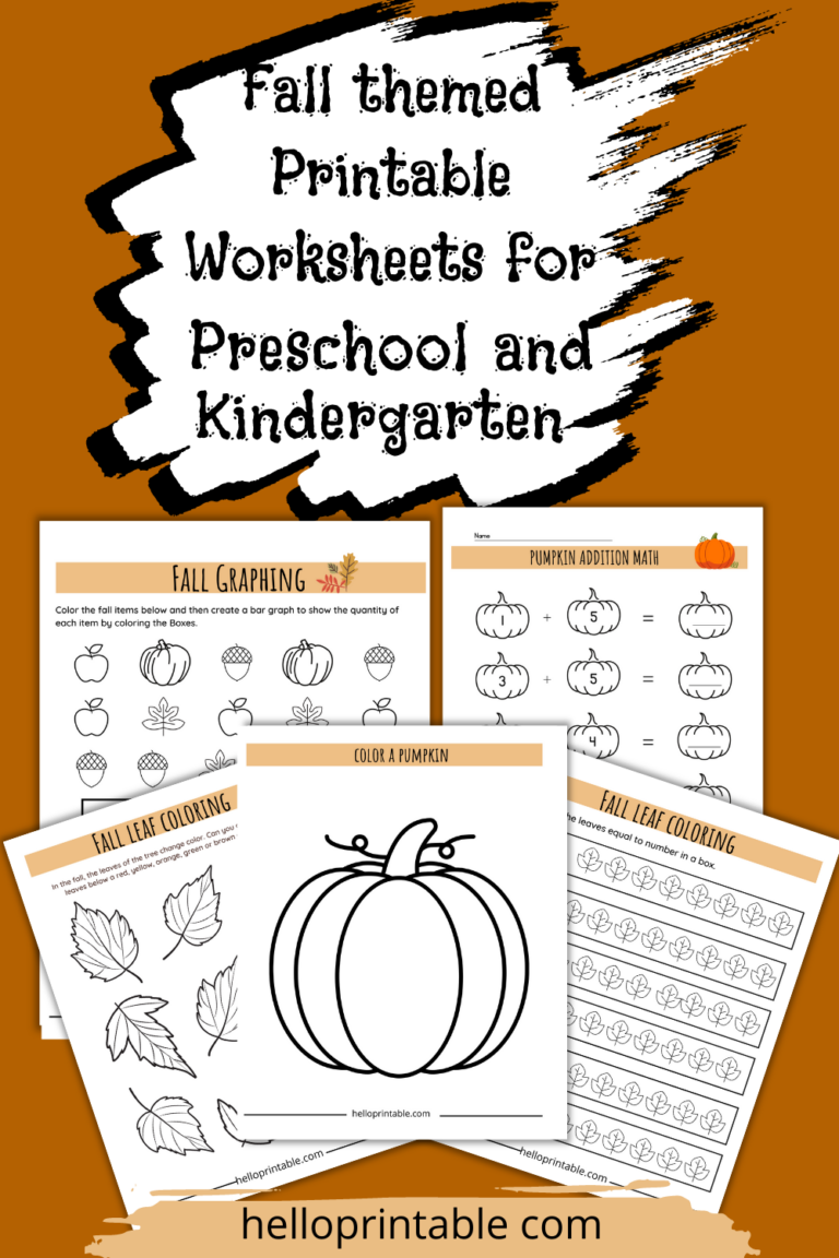 Fall Themed Printable worksheets for preschool