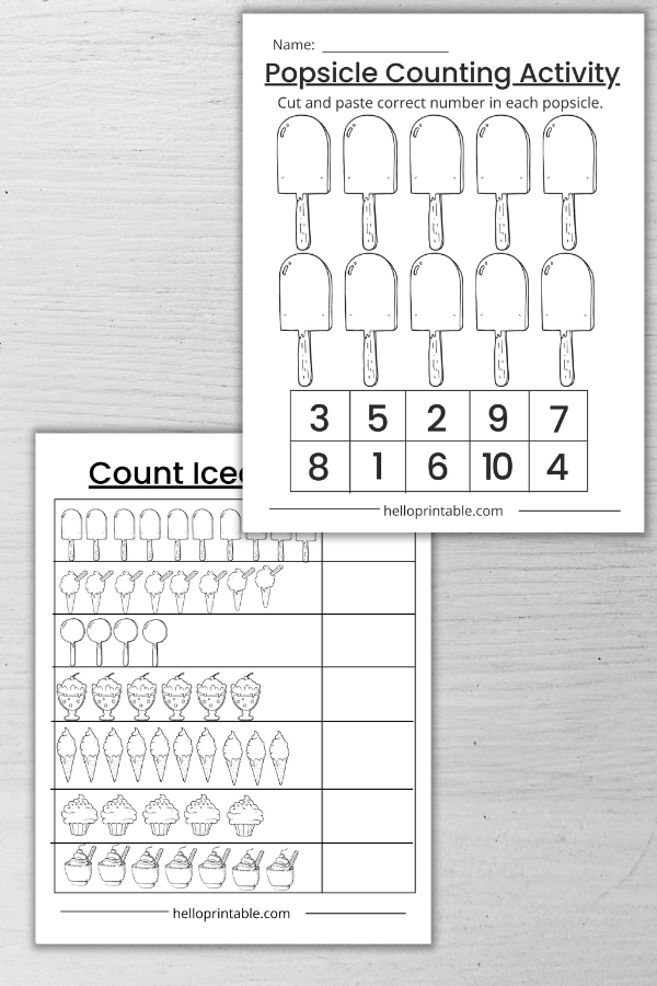 Cut and paste free printable math worksheet for preschool