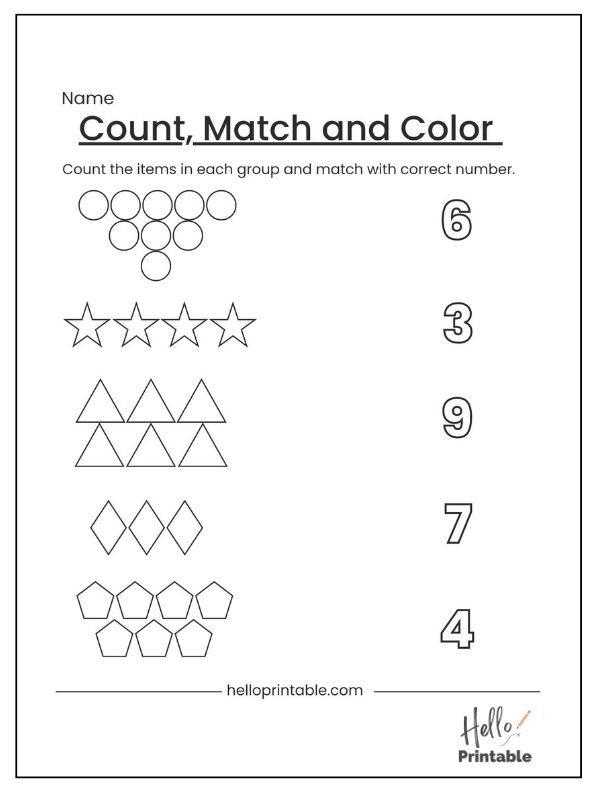 Group match worksheet for kindegarten 