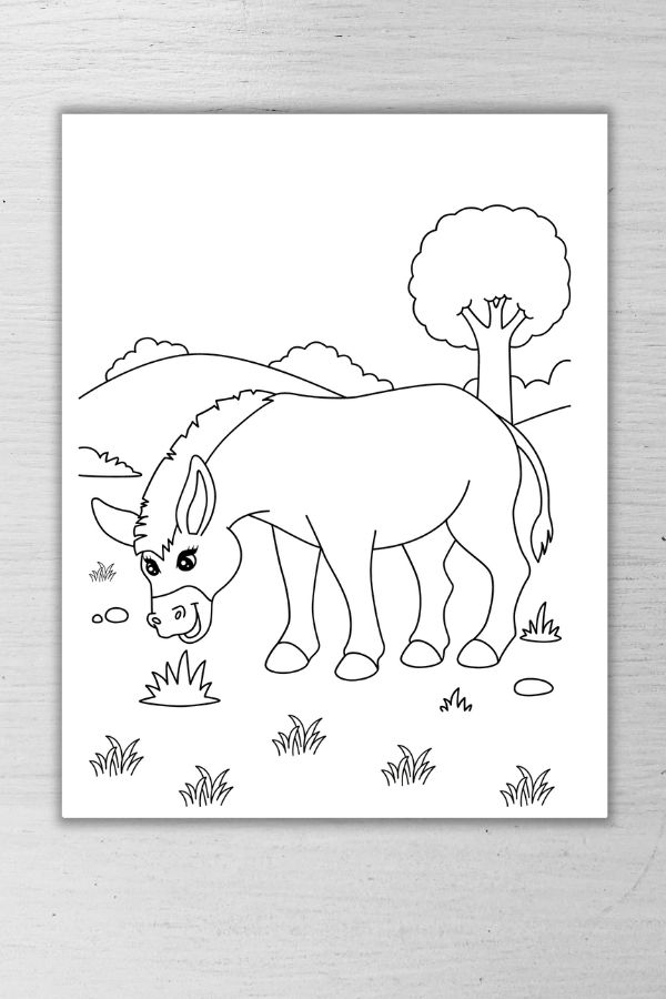 horse grazing animal coloring page printable. 