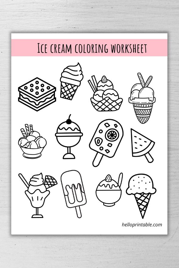 Ice cream month coloring worksheet 