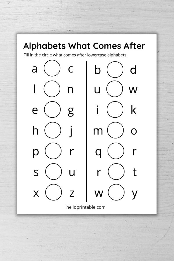 Alphabets what comes before and after letter worksheet. 