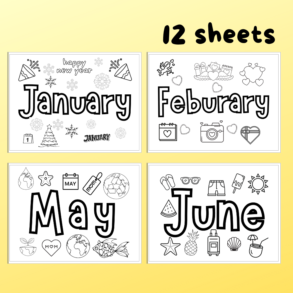 Months of the year Printable Coloring Sheets - helloprintable.com