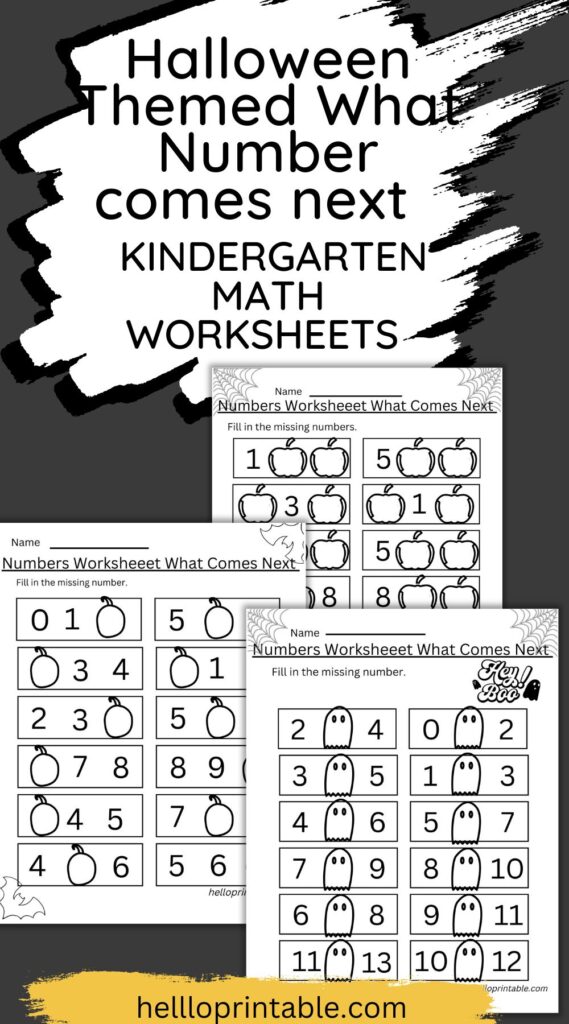 Halloween themed math practice worksheets for what comes after a number 
