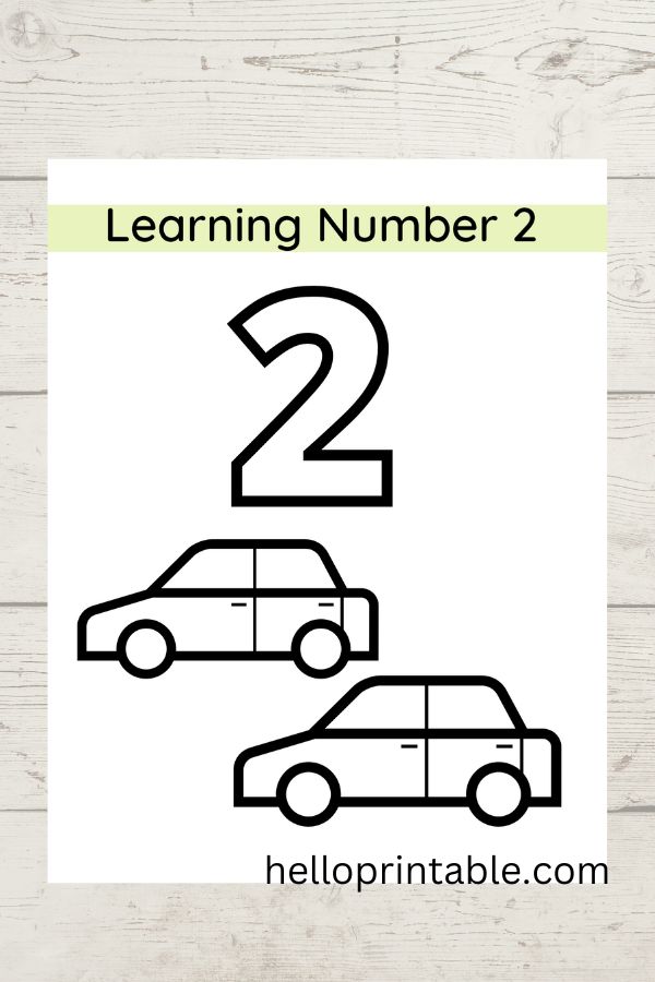 Math number 2 worksheet for 3 to 4 years old kids - coloring page 