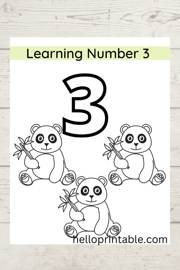 Math number 3 worksheet for 3 to 4 year old kids - coloring page 