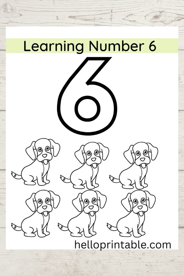 Math number 6 worksheet for 3 to 4 year old kids - coloring page 