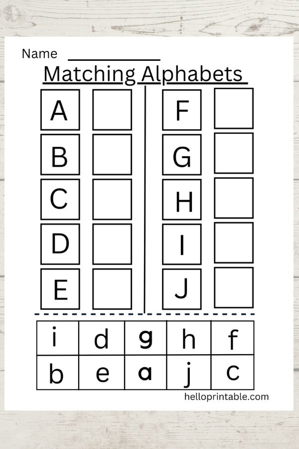 Match the uppercase alphabets with lowercase alphabets - cut paste activity for kids fine motor skills. 