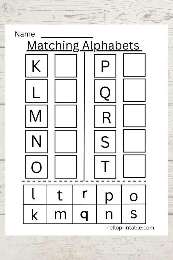 Match the uppercase alphabets with lowercase alphabets - cut paste activity for kids fine motor skills. 