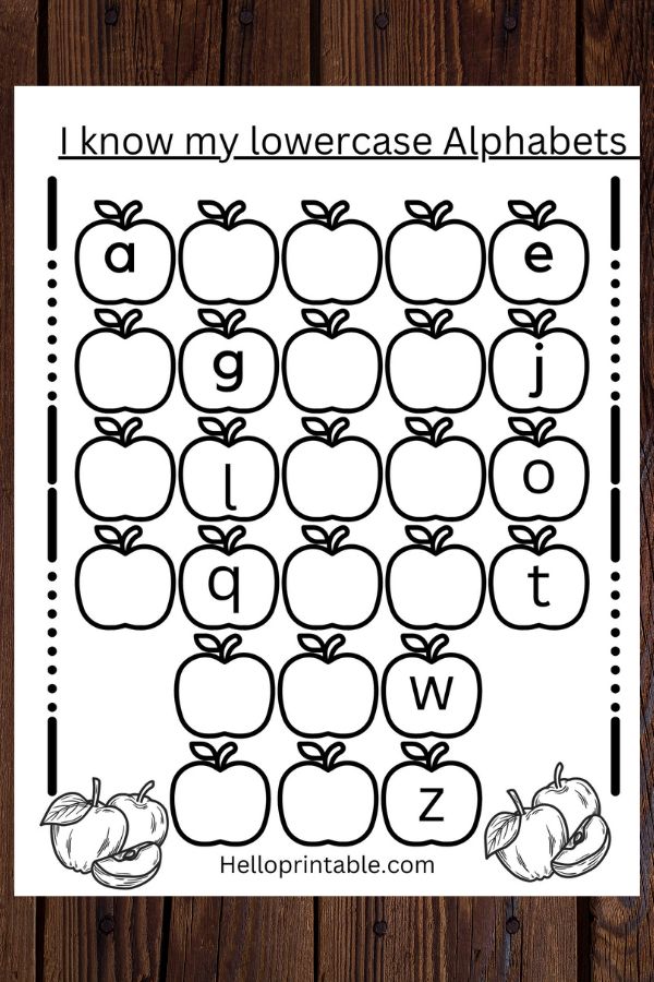 write lowercase abc worksheet - apple themed