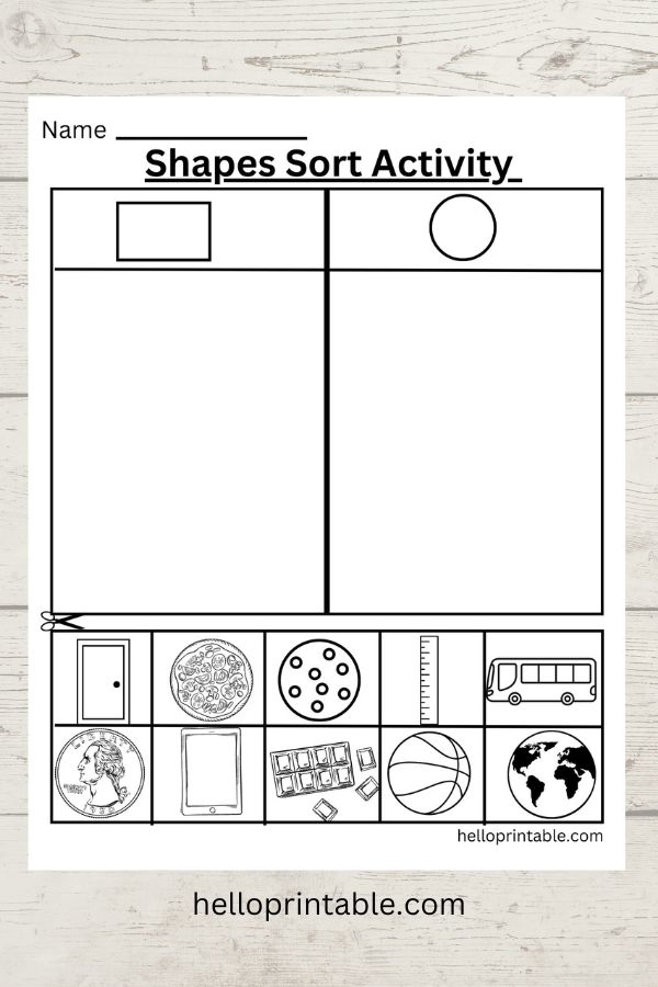 Circle and rectangle sorting activity printable 