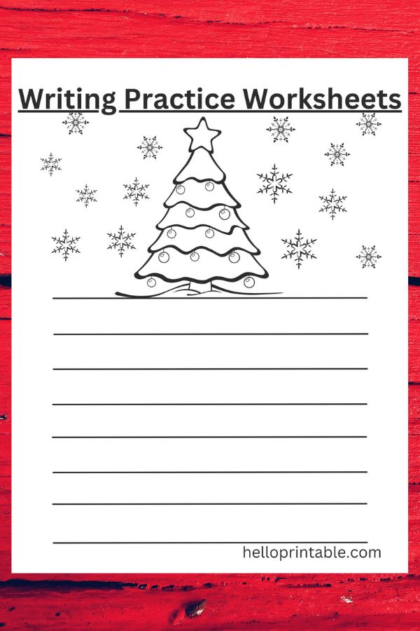 Christmas-themed writing activity worksheet worksheets for kindergarten - for classroom morning work, winter break learning