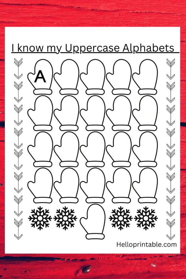 Winter themed alphabets writing template worksheets for kindergarten kids. 