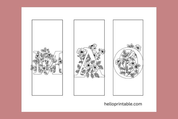 Letter M, Letter A, Letter O - free printable coloring bookmarks for kids 