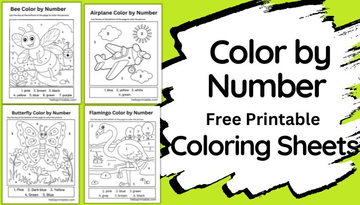 Color by number free printable coloring pages for kindergarten and preschool