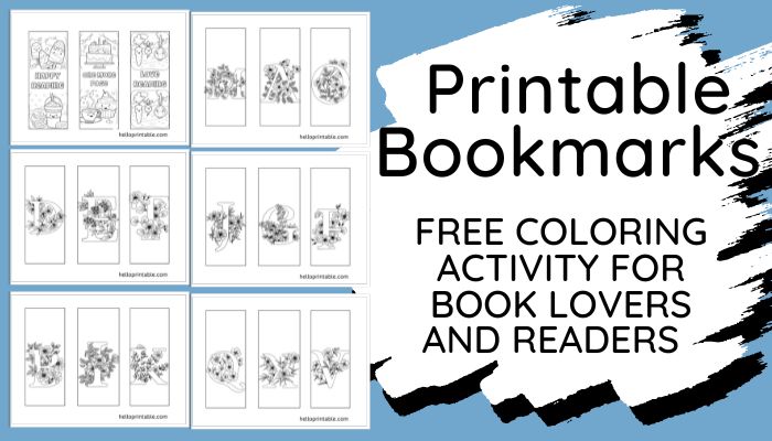 Printable bookmarks for books lovers and avid readers - coloring activity