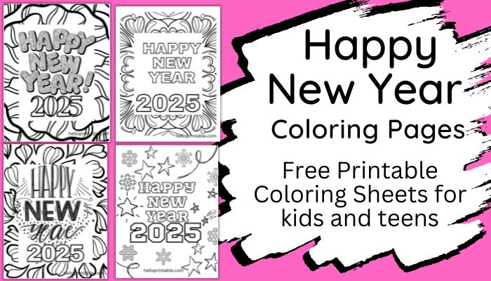 happy new year 2025 coloring pages printable