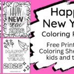 Happy new year coloring sheet 2026