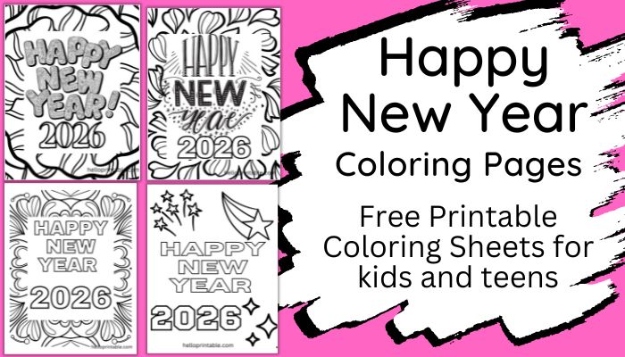 Happy New Year Coloring Pages for 2026