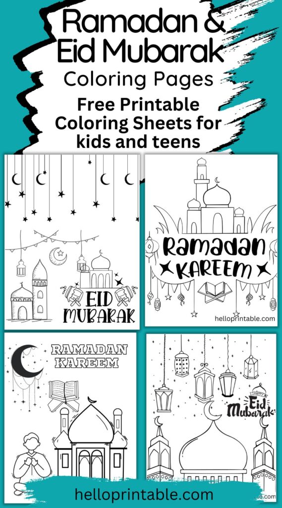 Eid Mubarak free coloring pages 