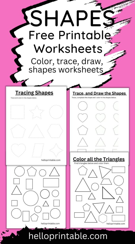 Shapes free printable worksheets for kindergarten and preschool - instant download