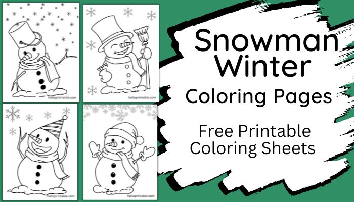 Snowman free printable coloring pages
