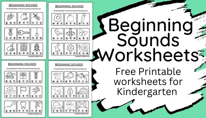 Phonics and beginning sounds worksheets for kindergarten