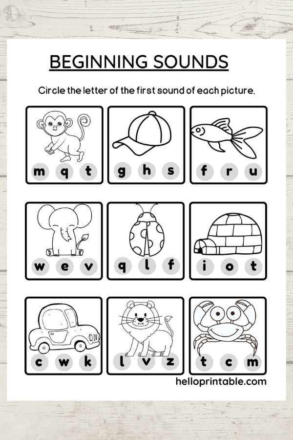 Kindergarten Beginning Sounds Practice worksheets - helloprintable.com