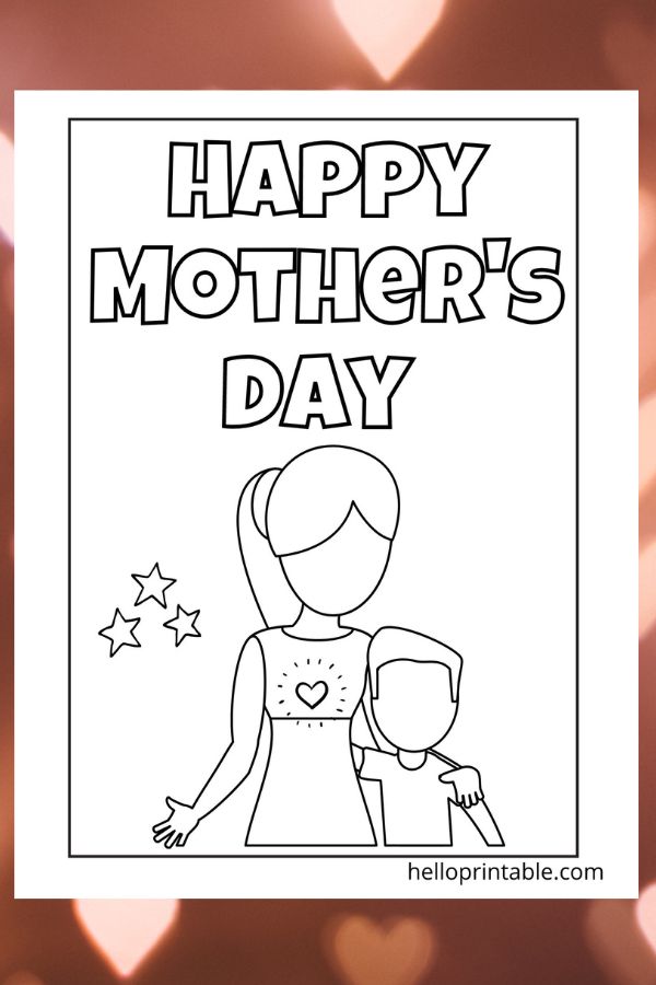 Mom and child happy mother's day coloring page