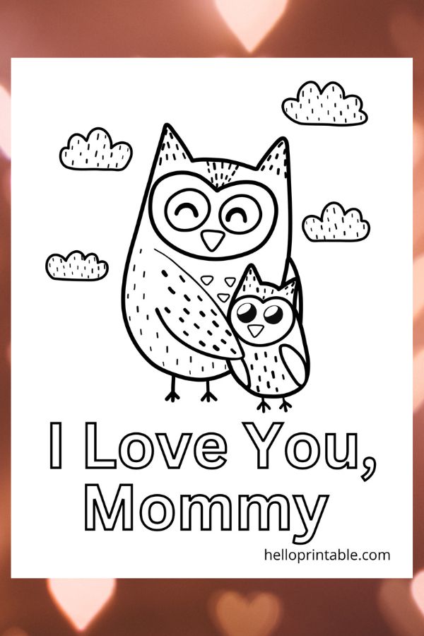 Mommy owl and baby owl free printable coloring page 