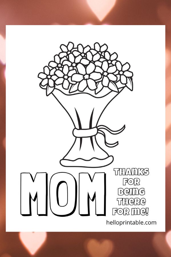 bouquet mother's day coloring page free printable  