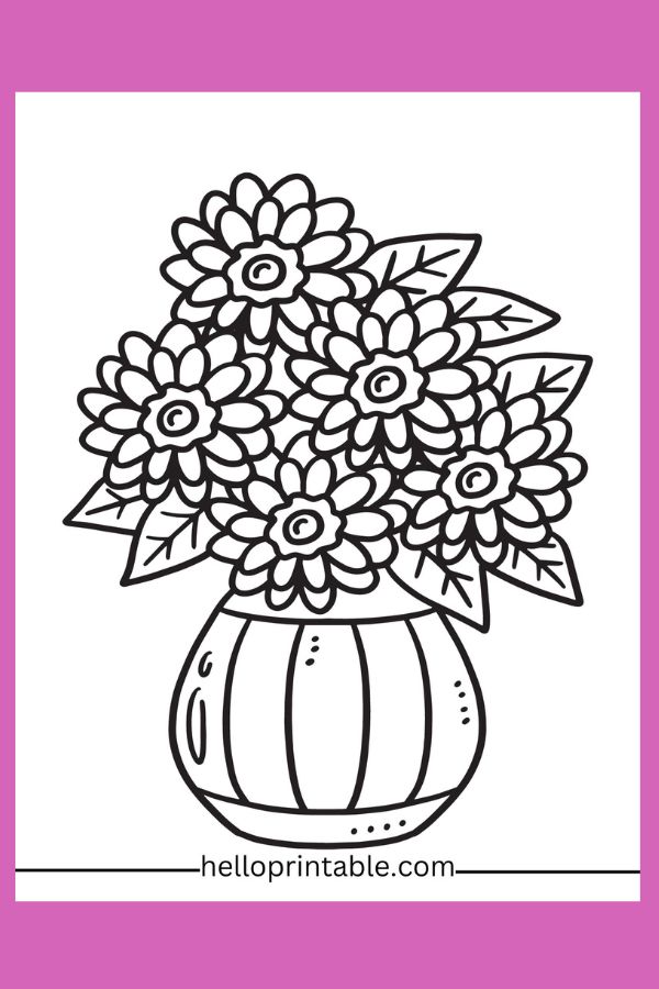 Flower pot spring coloring page