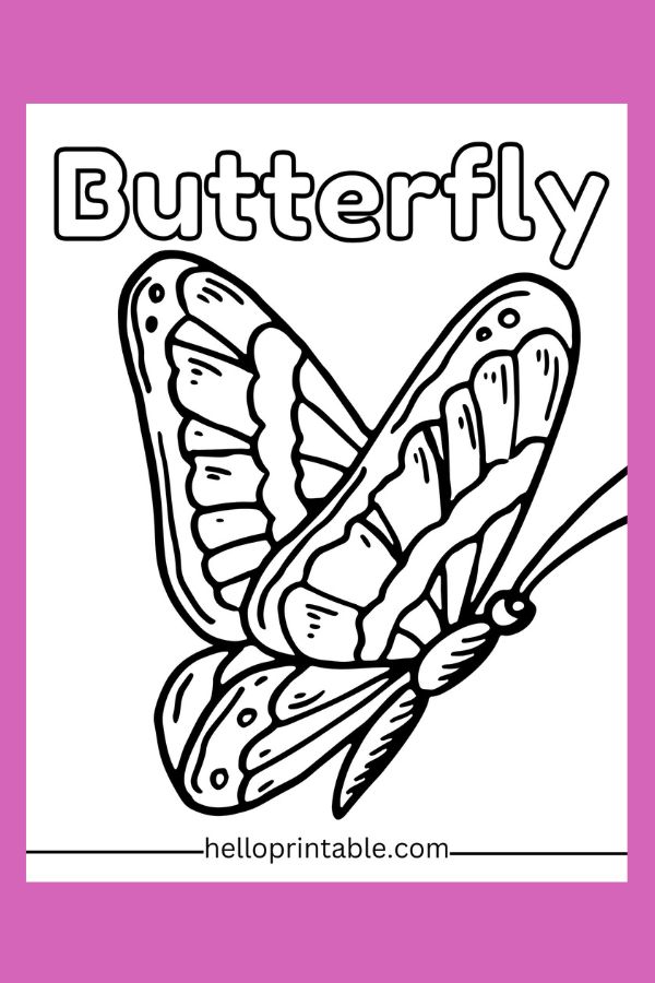 Flying Butterfly spring coloring pages 