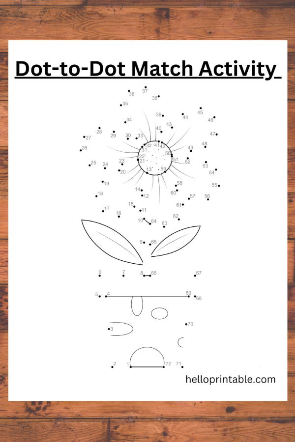 Flower pot dot to dot worksheet for kids -free printable 