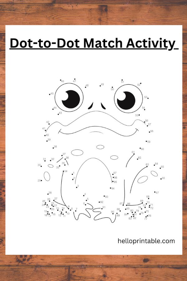 Frog animal dot to dot worksheet for kids -free printable 