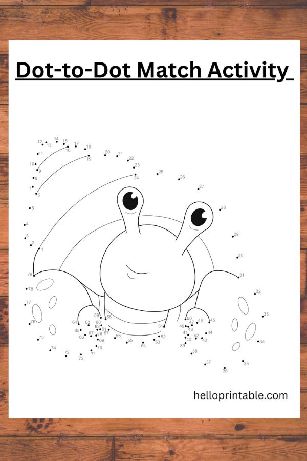 snail dot to dot worksheet for kids -free printable 