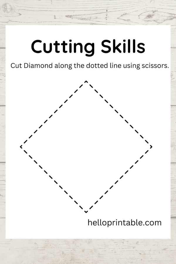 Diamond shape template for basic cutting skills 