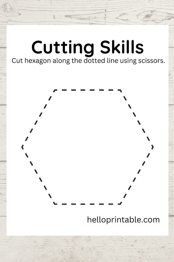 Hexagon shape template for basic cutting skills 