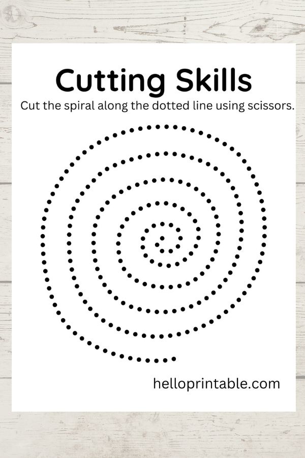 Spiral shape template for basic cutting skills 