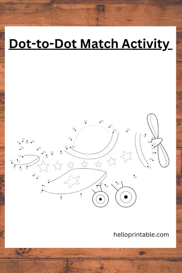 plane connect the dot worksheet for kids -free printable 