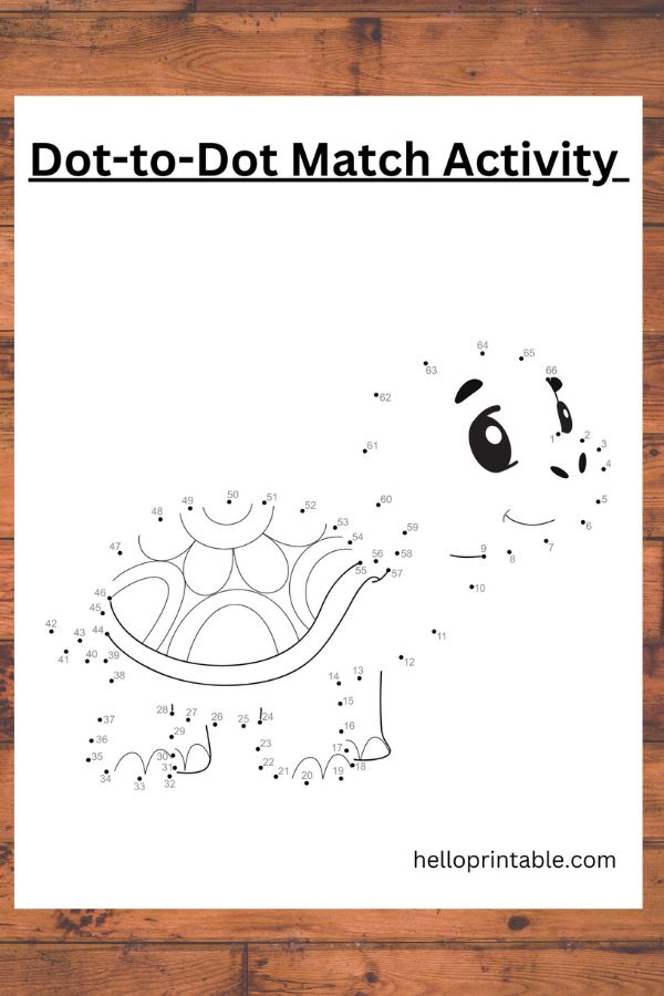 turtle connect the dot worksheet for kids -free printable 