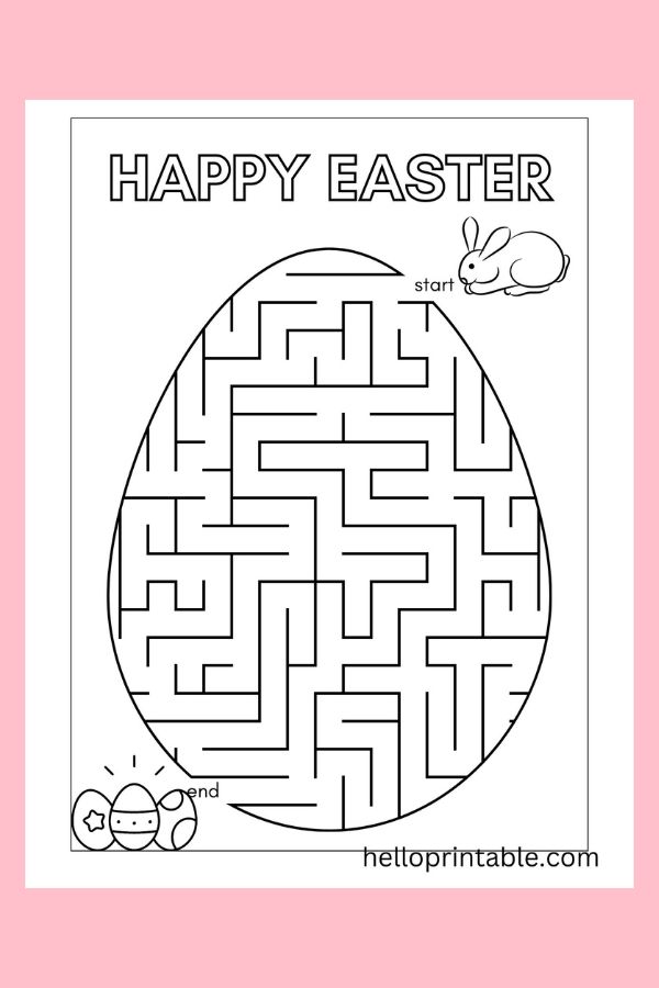 Easter Egg Maze activity printable 