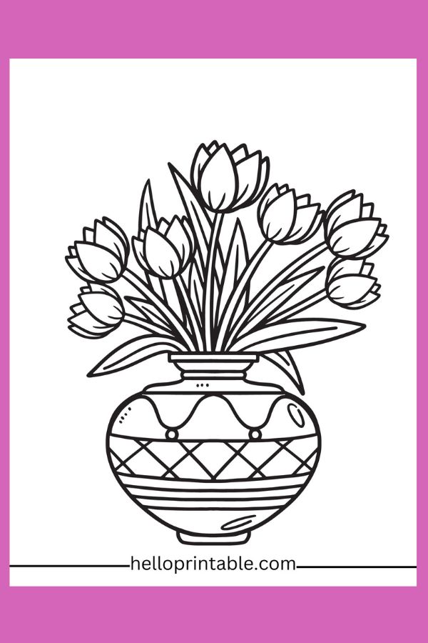 Flower pot spring coloring page