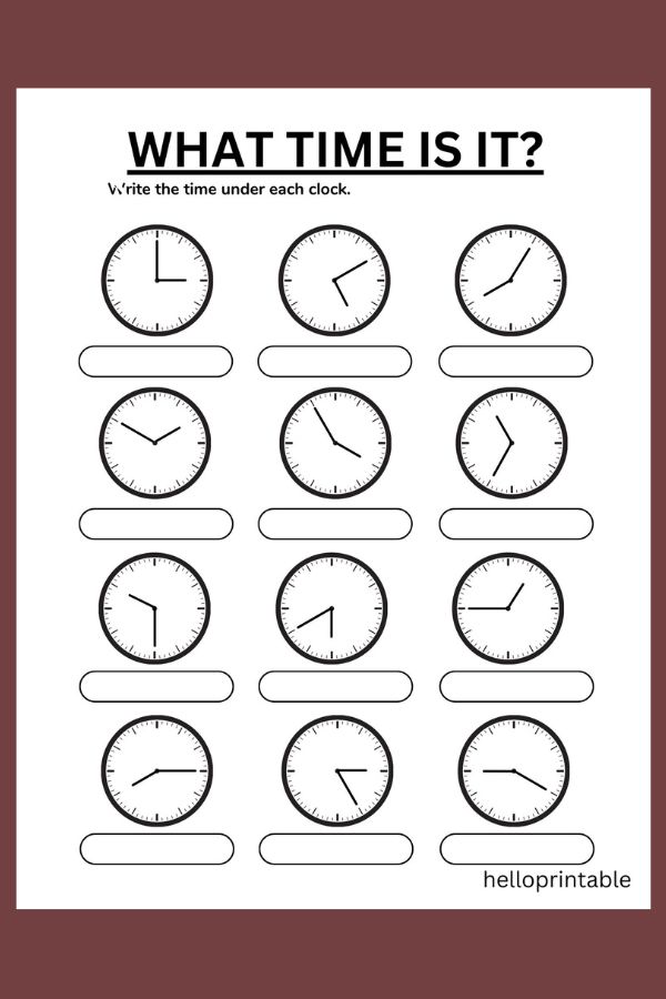 telling time on analog clock - What time is it worksheet