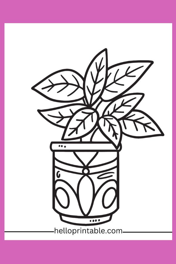 Leaves pot spring coloring page