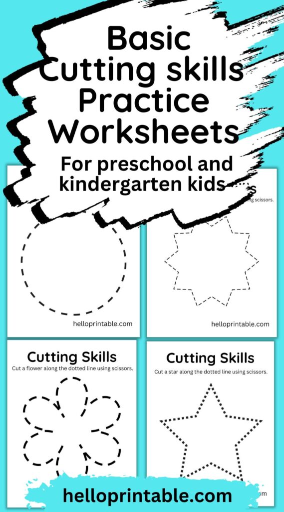 beginner level basic shapes cutting activity worksheets for preschoolers to improve scissor holding and cutting. 