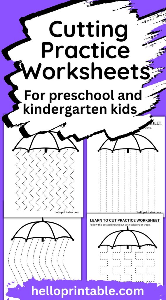 Preschool cutting and tracing activity printable worksheet 
